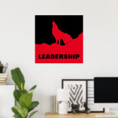 Motivierend Pop Art Leadership Wolf Schwarz Rot Poster (Heimbüro)