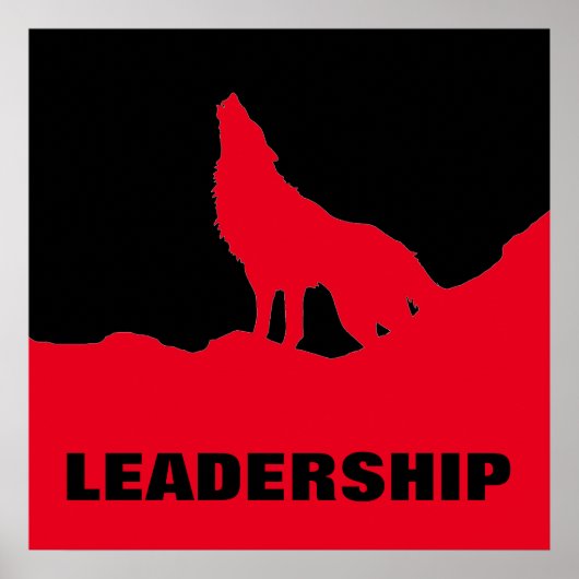 Motivierend Pop Art Leadership Wolf Schwarz Rot Poster (Vorne)