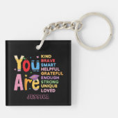 Motivierend positive Bejahungen Typografie Schlüsselanhänger (Rückseite)