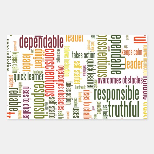 Motivierend Positivwerte der Wörter #4 Rechteckiger Aufkleber (Vorderseite)