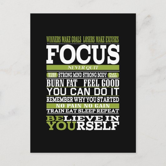 Motivierend Poster bleibe konzentrierte Arbeit har Postkarte (Vorderseite)