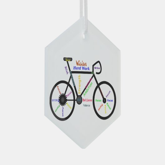 Motivierend Radwörter für Fahrradfahrer für ihn Ornament Aus Glas (Vorderseite Rechts)