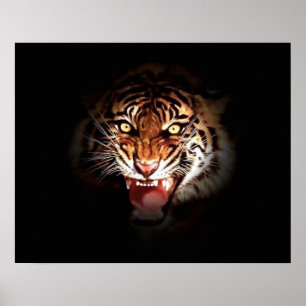 Motivierend Roaring Tiger in Shadow Poster Print