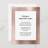 Motivierend Rose Gold Brushed Metal Postkarte (Vorne/Hinten)