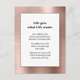 Motivierend Rose Gold Brushed Metal Postkarte