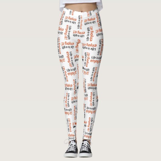 Motivierend Satz typografisches Motiv Muster Leggings (Vorderseite)