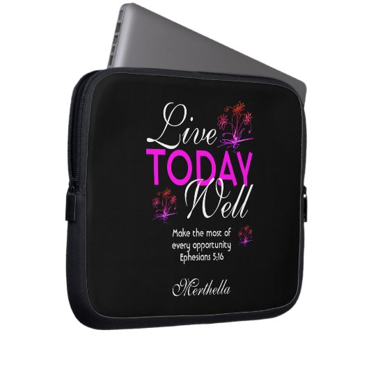 Motivierend Schrift LEBEN HEUTE GUT Eph 5:16 Laptopschutzhülle (Vorne Rechts)