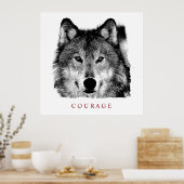 Motivierend Schwarz-Weiß-CourtyWolf Poster (Küche)