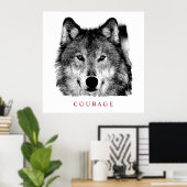 Motivierend Schwarz-Weiß-CourtyWolf Poster (Heimbüro)