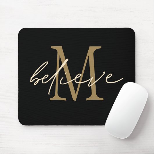 Motivierend Schwarzes Gold-Anfangsmonogramm glaube Mousepad (Mit Mouse)