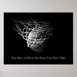 Motivierend schwarzes Zitat - Basketball Poster