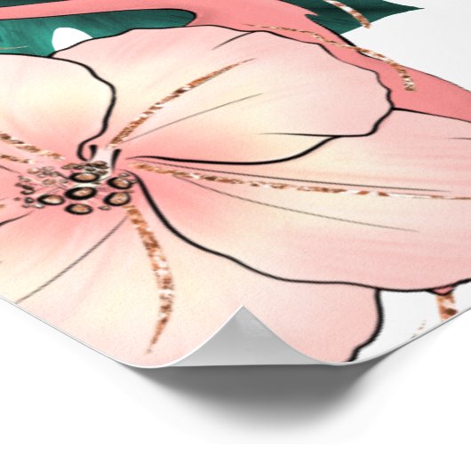 Motivierend Sprichwort Elegante Rosa Flamingo Poster (Ecke)