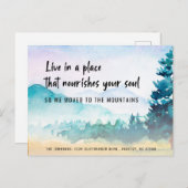 Motivierend Sprichwort Wir zogen in die Berge Anno Ankündigungspostkarte (Vorne/Hinten)