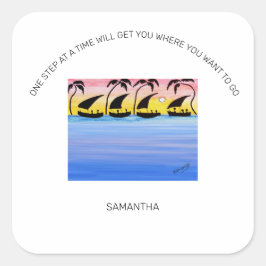 Motivierend Sunset-Segeln Quadratischer Aufkleber