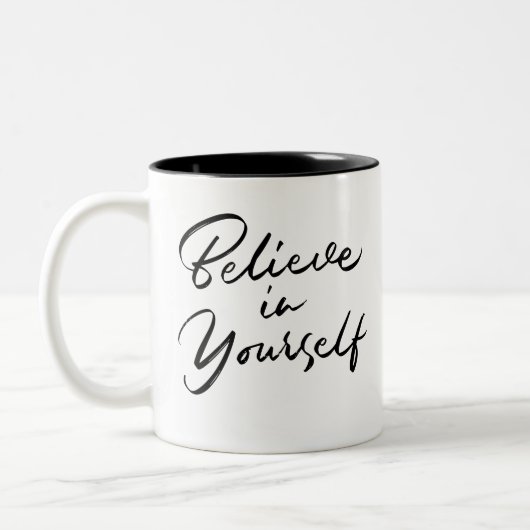 Motivierend Tasse für schwarze Typografie (Links)