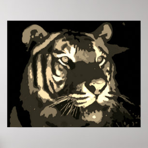 Motivierend Tiger Eyes Vintag Sepia Poster