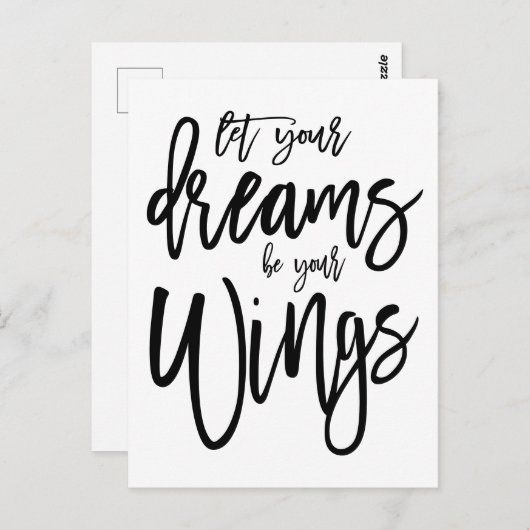 Motivierend Träume werden Ihre Flügel Skript weiß Postkarte (Vorne/Hinten)