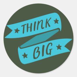 Motivierend, trendy denken Sie großes Blau Runder Aufkleber