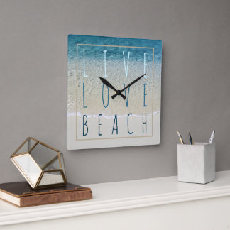 Motivierend Türkisblau Surf Waves Foto Quadratische Wanduhr