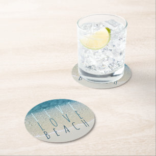 Motivierend Türkisblau Surf Waves Foto Runder Pappuntersetzer