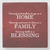 Motivierend Typografie-Familien-Zitat Steinuntersetzer (Vorderseite)