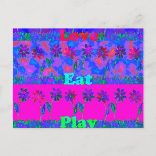 Motivierend und lebendige Kunst, Liebe & Spiel Postkarte (Vorderseite)