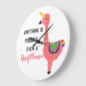 Motivierend Unifllama: Einhorn-Flamingo-Lama Große Wanduhr (Winkel)