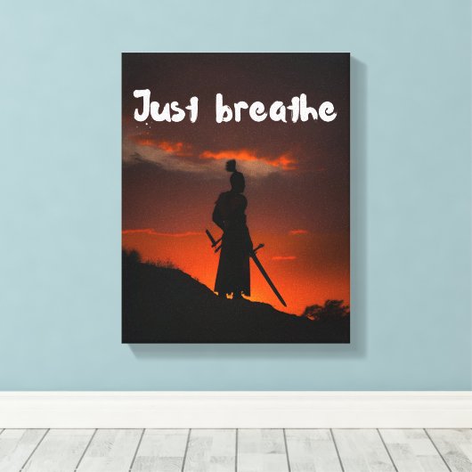 Motivierend Wall Art - Atmen Sie einfach ein Leinwanddruck (Insitu (Holzboden))