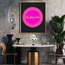 Motivierend Wall Art für Frauen Rosa und Schwarz