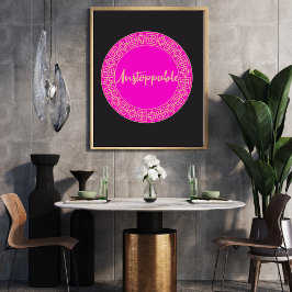 Motivierend Wall Art für Frauen Rosa und Schwarz Poster