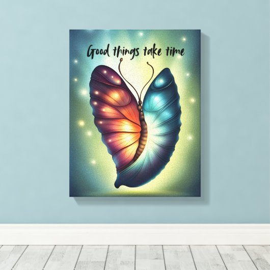 Motivierend Wall Art - Gutes braucht Zeit Leinwanddruck (Insitu (Holzboden))