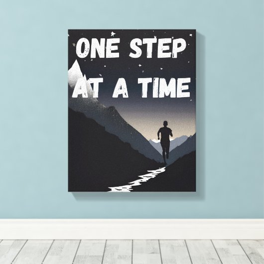 Motivierend Wall Art - Schritt für Schritt Leinwanddruck (Insitu (Holzboden))