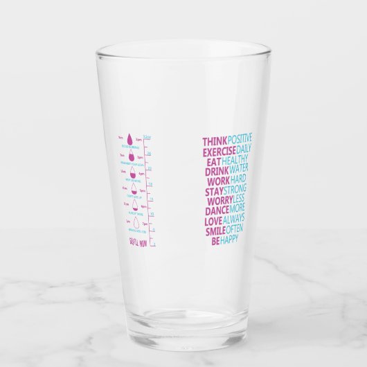 Motivierend Wassertracker Glas (Vorderseite)