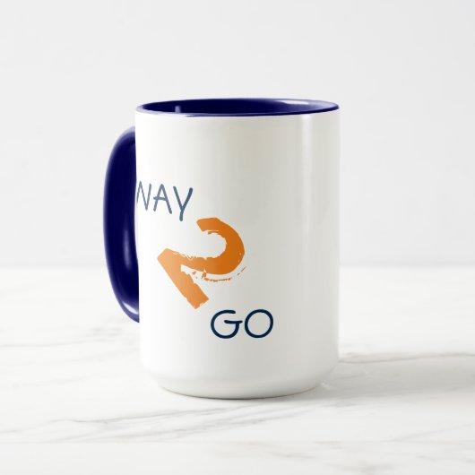 Motivierend WAY2GO blaue Orange Tasse (Vorderseite Links)