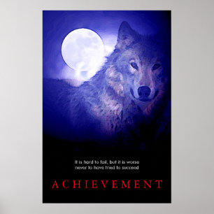Motivierend Wolf- und Fullmoon-Plakatwerbung Poster