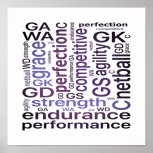 Motivierend Word Art Netball Poster
