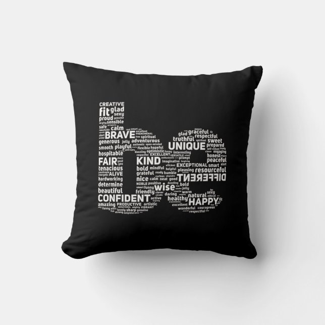 Motivierend Word Cloud Throw Kissen (Vorderseite)
