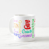 Motivierend Word-Collage-Tasse Kaffeetasse (Vorderseite Links)