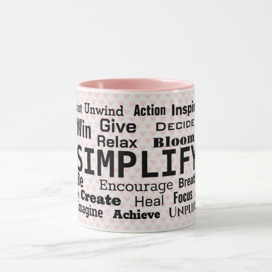 Motivierend Word-Wolke auf rosa Herzen Tasse (Zentrum)