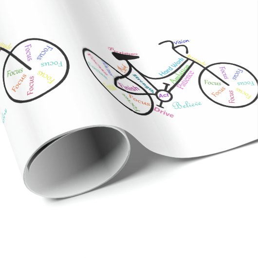 Motivierend Wort für Fahrrad, Radfans Geschenkpapier (Rolleneckpunkt)