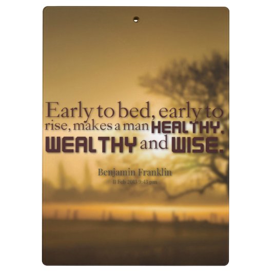 Motivierend Worte - Benjamin Franklin Zitat Klemmbrett (Rückseite)