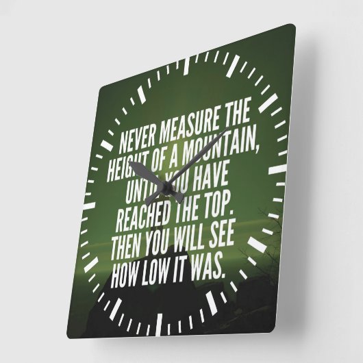 Motivierend Worte - Berg Quadratische Wanduhr (Winkel)
