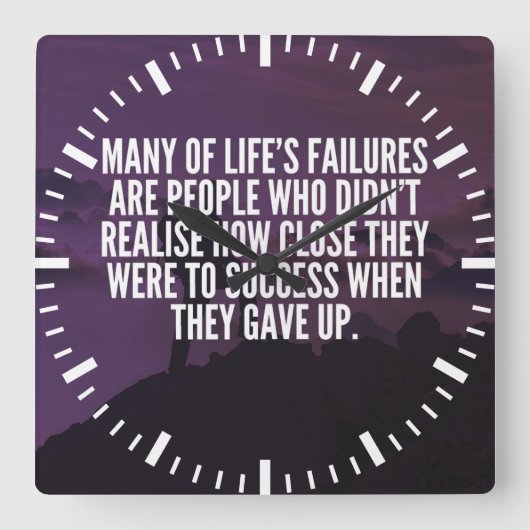 Motivierend Worte - Versagen und Erfolg Quadratische Wanduhr (Vorderseite)