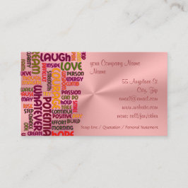 Motivierend Wörter #1 Positivität, rosa Chrom-Look Visitenkarte