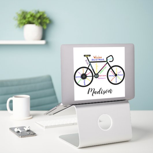 Motivierend Wörter, Fahrrad, Fahrrad, Bike-Kunst Aufkleber (Laptop auf Schreibtisch)