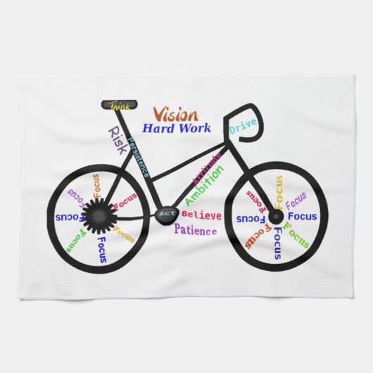Motivierend Wörter, Fahrrad, Fahrrad, Fahrrad Geschirrtuch (Horizontal)