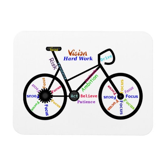 Motivierend Wörter, Fahrrad, Fahrrad, Fahrrad Magnet (Horizontal)