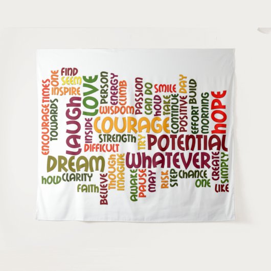 Motivierend Wörter für positive Ermutigung Wandteppich (Vorderseite (Horizontal))