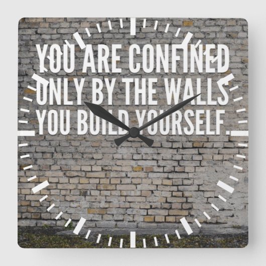Motivierend Wörter Quadratische Wanduhr (Vorderseite)