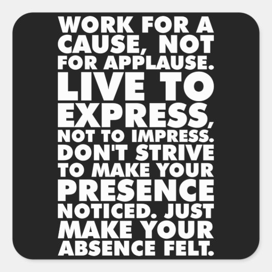 Motivierend Wörter Quadratischer Aufkleber (Vorderseite)